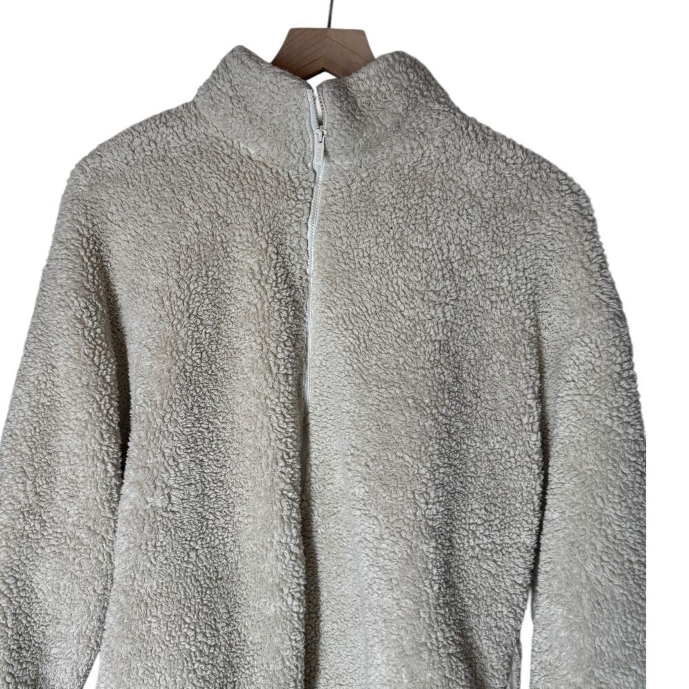 Victoria’s Secret PINK Sherpa Fleece Zip Jacket Cream Cozy Medium - Picture 3 of 8